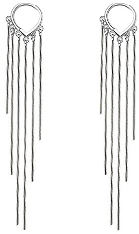 Ohrringe Hoops, Ohrringe Silber Modern Polierter Wassertropfen mit Quaste Creolen Elegante Earrings Modeschmuck für Damen