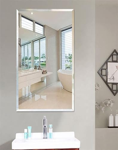 Biznest 30X45Cm Frameless Rectangle Wall Mounted Mirror For Bathroom Living Room Home Décor