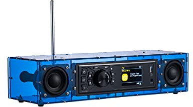 AOVOTO ALK103-TFT FM/DAB Radio Do It Yourself (fai da te) Kit con alloggiamento in acrilico, set DAB+/FM fai da te con modalità sveglia e display TFT e scatola audio stereo (blu)