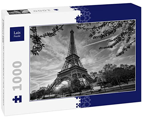 Lais Puzzle Eiffelturm gegen den Sonnenaufgang in Paris, Frankreich in schwarz weiß 1000 Teile