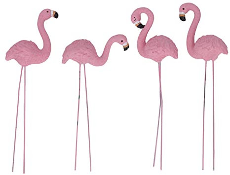 4 Pcs Rose Flamingo Jardin Statue Fine Élégant Vivid Petite Rose Flamingo Yard Statue pour Cour Pelouse Patio Jardin Décorations