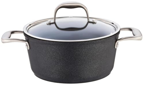 SKK kleiner Antihaft Kochtopf Ø 20 cm - induktionsgeeignet - Universaltopf 2.5 L Aluguss beschichtet Edelstahlgriffe & Glasdeckel - Made in Germany