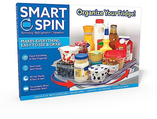Ontel Smart Spin Rotating Refrigerator Organizer - Clear Acrylic Lazy Susan Turntable for Kitchen, Pantry, Fridge, or Bathroom Organization