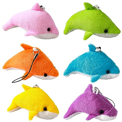 Clvsyh 6 Stück Plüsch Kleine Delphin Anhänger, Delphin Kuscheltier, Kinder Jungen Mädchen Delphin Schlüsselanhänger Tasche Anhänger
