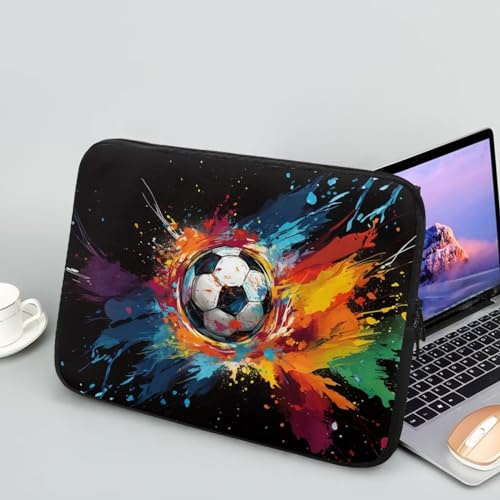 Showudesigns fotboll laptop ärmväska för män datorfodral 15 tum laptop batikfärgat laptoptillbehör glad för affärsresor, arbete tillbehörsväska svart