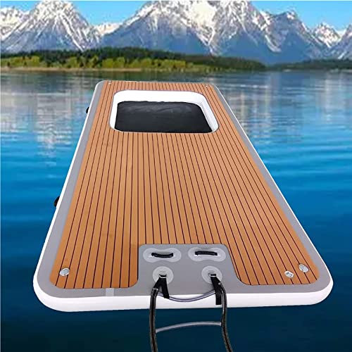 WolFum Aufblasbares Wasserdock, tragbare aufblasbare Insel-Schwimmmatte, Wassersurf-Yogamatten-Angelplattform mit Rutschfester Matte für Seen, Flüsse, Pools, Strände, 4 x 2 m