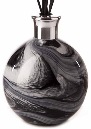 Amelia Art Glass Reed Diffuser Large Sphere in Black, Grey & White (Night Sky)