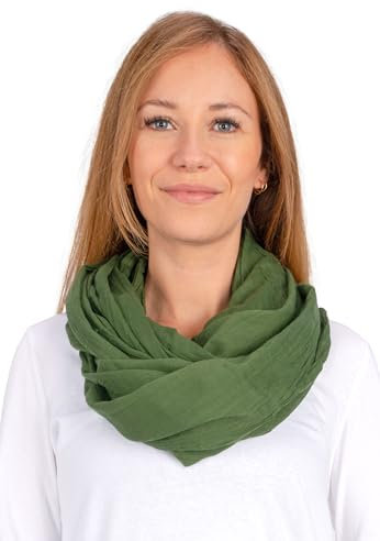Weicher und leichter Damen Loop Schal Uni Farben Rundschal Ganzjahres Schal Schlauchschal Accessoires - Carina (P5 army grün)