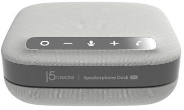 j5create USB-C Dual 4K Speakerphone Dock Pro, Dual 4K HDMI Audio Dock für Videokonferenzen, USB-A x 2, USB-C, Gigabit ethernet, Pass-Through Charging - Funktioniert mit Teams, Zoom (JCDS337)