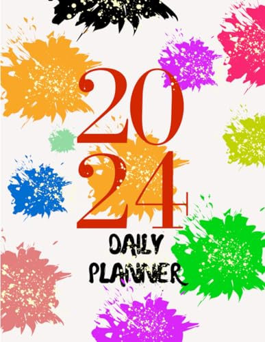 Colourful 2024 Daily Planner: Water colour slashed cover 133 pages, 8.5 × 11 inches