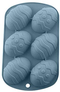 Osterbackform Silikon Schokoladenform Eiform Silikonformen Ostereier Backform Kuchenform 6 Gitter Ostern Silikonform 3D Seifenform Osterei Backform Form, für Schokolade (1-Navy blue, One Size)