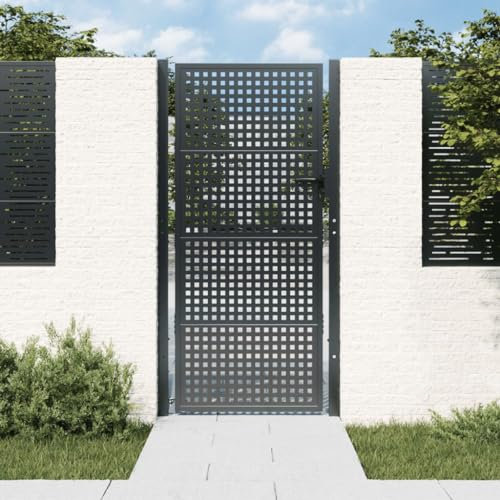 Mengtu Gartentor Gartentür Metalltor Zauntor Gartenpforte Zauntür Hoftor Einfahrtstor Einzeltor | Doppeltor Tor Garten Zaun Pforte Anthrazit 105x225 cm Stahl Garten Möbel