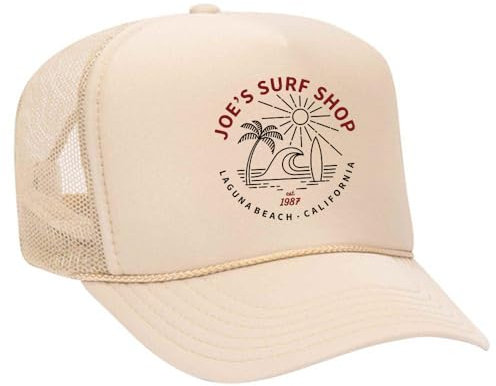JOES SURF SHOP Trucker-Hut-Kollektion aus Schaumstoff, Hellbraunes Strandleben-Logo, Einheitsgröße