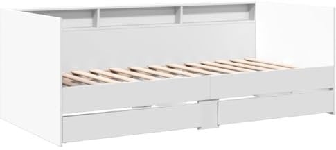 vidaXL Tagesbett, Gästebett mit 2 Schubladen mit Rollen, Schlafsofa für Schlafzimmer, Bettsofa Sofabett Daybed Bett, Weiß 100x200cm Holzwerkstoff