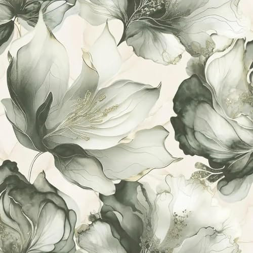Muriva Elysian Floral Flowers Petal Pastel Abstract Metallic Wallpaper Feature Wall 10m Roll (Green and Gold 212503)