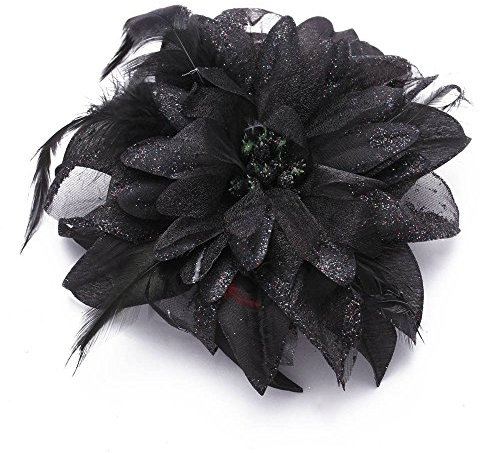 Vklopdsh Blumen Brosche Pin Stirnband Band Schwarzes Blumen Tuch Hochzeit