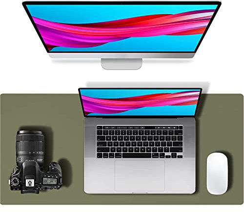 Keyboard mat,Mouse mat, Gaming Mouse Mat with Leather and Non-Slip Suede 80 x 40 cm for Laptop, Keyboard, Mouse, Multifunctional Home Office Mouse Mat Desk Mat (Pink) (Color : Dark Green, Size : 80