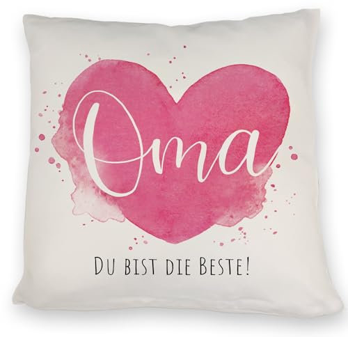 Beste Oma Kissen mit Spruch Oma Du bist die Beste Liebevolle Geschenkidee für Großmutter Weltbeste Oma in Pink Familie und Herz vereint Glück Ausdruck