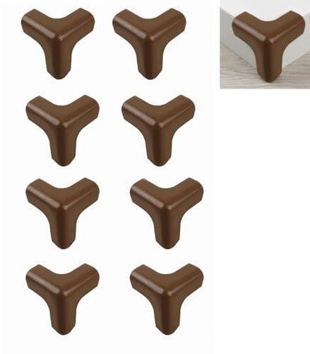 Bohaner 8 Stück Eckenschutz Baby T-Form PVC Selbstklebend Kantenschutz mit Kleber Tischkantenschutz Eckschutzkanten Stoßschutz für Verschiedene Möbel(4 Farben auswählbar) (Braun)