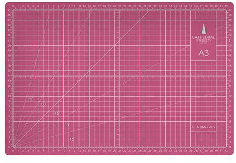 Cathedral Products A3 Double-Sided Self-Healing Cutting Mat | 3mm Thick | Metric and Imperial Grids | Pink