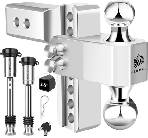 METOWARE 2.5'' Aluminum Adjustable Trailer Hitch, 6'' Drop/Rise,18K GTW
