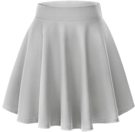Femmes Basic Casual Taille élastique Trompette Mini Jupe élégante A-Ligne Patineur Jupe(XL, Gris)