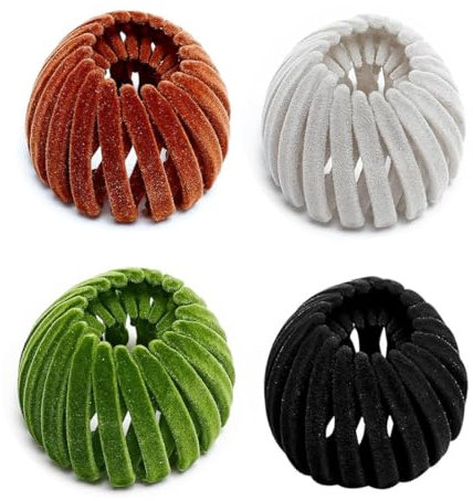 WeddHuis Pinces à Cheveux Nid d'Oiseau Extensibles Accessoires de Coiffure pour Femmes, Porte-Queue de Cheval, Clip à Chignon pour Cheveux Fins, Épais, Bouclés (A)