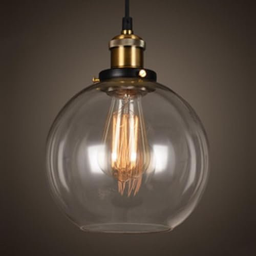 TOKTOP Suspension Luminaire Vintage, Industrielle E27 Lustre Plafond Abat-Jour en Verre Lampe Plafonnier Pendant Lampe pour Salon Cuisine Salle à Manger