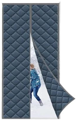 WJIAYAO Thermal Door Curtain Thickened Winter Warm and Cold-proof Cotton Door Curtain Magnetic Heat Insulation Sound Insulation Windproof door Curtain 1.5CM(Blue,80X210CM)