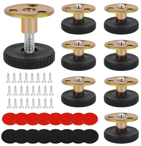 MIHURO 8 Pcs Adjustable Feet 27-40mm,Adjustable Levelling Feet with Mounting Accessories,Super Load Bearing Capacity Screwed or Self-Adhesive, for Sofas Beds Tables Cabinets