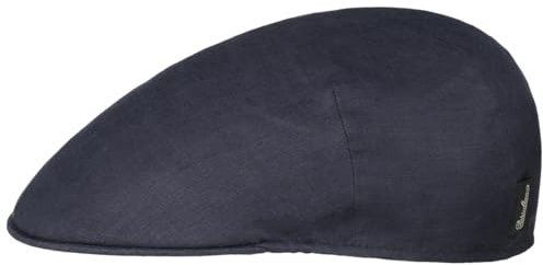 Borsalino Coppola in Lino Uni Uomo - Made Italy Cappello Piatto con Visiera, Fodera Estate Primavera/Estate - XXL (62-63 cm) Blu Scuro