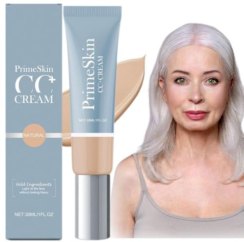 PrimeSkin CC Cream für ältere Frauen, Farbkorrekturcreme, zart-matte Foundation mit voller Deckkraft, leichter Concealer, selbstregulierend für reife Haut