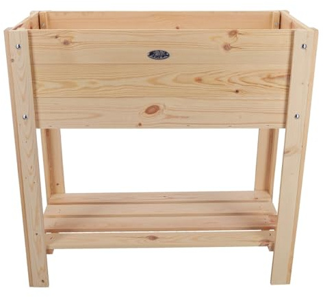 degawo Jardinière surélevée avec étagère – Jardinière en bois, 78 cm de haut, naturel, carrée, pour herbes aromatiques