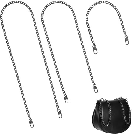 GENZYRE 3 Stück 120cm 40cm 80cm Taschenkette Schwarz Wallet Chain Taschengurt Schmal Kette Taschenzubehör Trageriemen Taschenherstellung Schulterriemen für Taschen Damen Handtaschen Umhängetasche