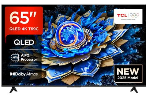 TCL 65T69C QLED 65, TV Direct LED, HDR 4K, Smart TV con Google TV (Dolby Vision y Atmos, Game Master, Motion Clarity, Compatible con Google Assistant y Alexa)