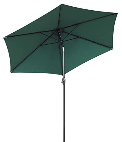 HUIBBGO Parasol de terrasse Rond, 2,7 m, Kaki, inclinable, Bordeaux, Vert foncé, Beige, pour Tables à Manger, Jardins, terrasses, Parasol de Jardin