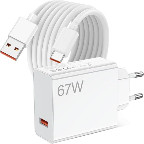 Cargador USB y Cable USB C para Xiaomi Redmi Note 14S 13 12 Pro 11S 5G,6A 67W Carga Turbo Adaptador de Cargador y Cable Tipo C 1Metro Carga Rápida Enchufe para Xiaomi 14 13T 12 11 Ultra POCO X6 X5 Pro