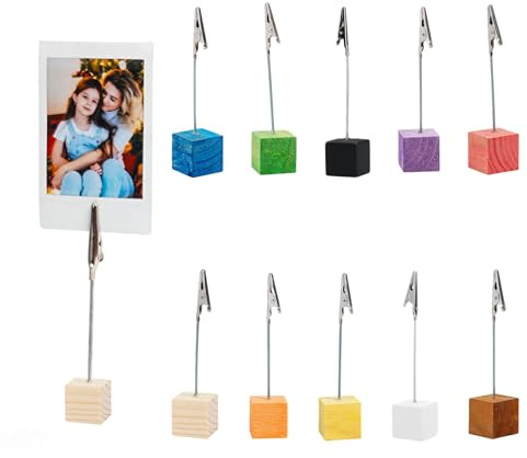 10 Stück Fotohalter mit Klammern,Fotoständer,Memo Clip Halter,Postkartenhalter,Kartenhalter Holz,Zettelhalter,Tischkartenhalter,Fotoaufsteller Tisch,Bilderhalter Notizhalter für Hausdekoration,Büro