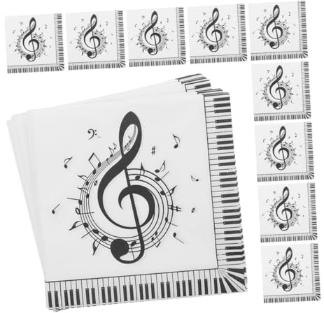 TOBBOMEY 40 Stück Papierservietten mit Musiknoten Motiv Quadratische Einweg servietten für Musikliebhaber Party Bedruckte Party deko Servietten Robustes Material für Saubere und Praktische