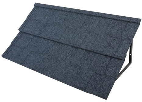 Tenda da sole in metallo per finestre e porte, tenda da sole in acciaio zincato di colore blu scuro (134 x 58 cm), tettuccio con facile montaggio fai da te