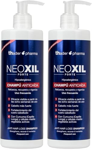 Thader Th Pharma Neoxil Forte Hypoallergenes Anti-Haarausfall Shampoo, 400 ml mit Minze-Duft für Unisex - Erwachsene (Packung mit 2)