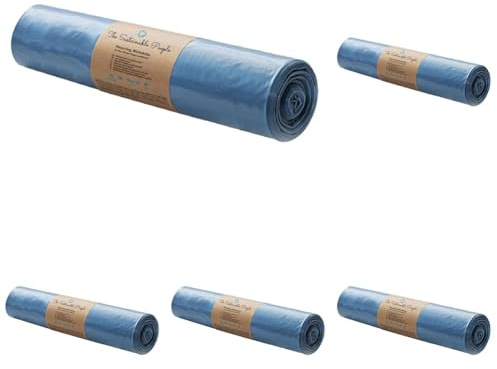 The Sustainable People Recycling Müllsäcke 120L - aus mind. 90% Post-Consumer-Abfällen (PE) - Blauer Engel zertifiziert - 25er Rolle - Typ 60 extra (30 μm) - 700x1100 mm - ideal für leichtere Abfälle