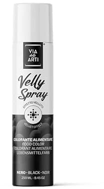 Bombe Spray Alimentaire Effet Velours, 250 mL - Pulvérisé sur vos Entremets, Bûches et Petits Gâteaux préalablement passés au congélateur (noir)