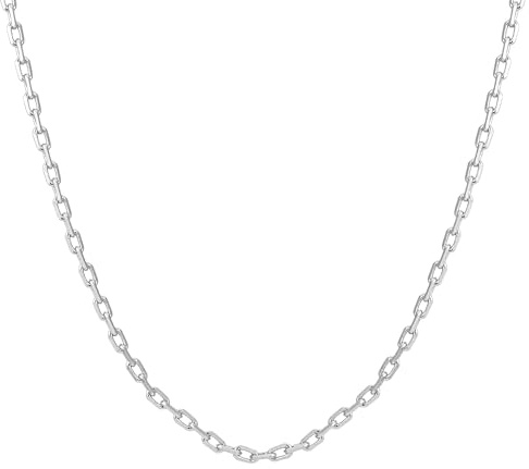 Brandlinger ® Halskette Damen. Gliederkette eckig 2mm. Kette Damen vergoldet mit 18 Karat Gelbgold oder Weißgold. Schmuck für Frauen und Mädchen. Kettenlänge verstellbar 40-45cm.