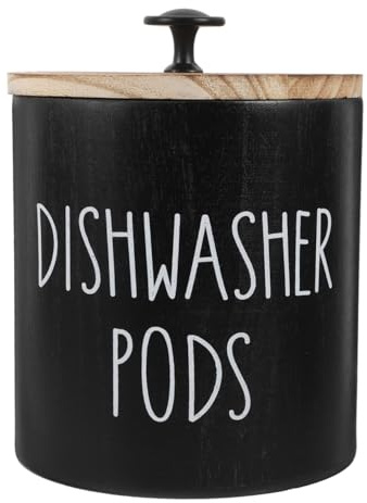 Operitacx Dishwasher Tablet Storage Box Dishwasher Laundry Pod Container with Secure Lid Decorative Round Storage Jar for Kitchen and Bathroom Decor Bin (Random Top Bead)