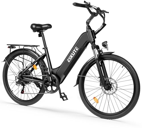ESKUTE C202 Bicicletta Elettrica 48V 17,5Ah per Adulti 26”, Batteria Rimovibile, E-Bike da Città per Pendolari, Cambio 7 Velocità, 25 km/h, Autonomia fino a 110 km