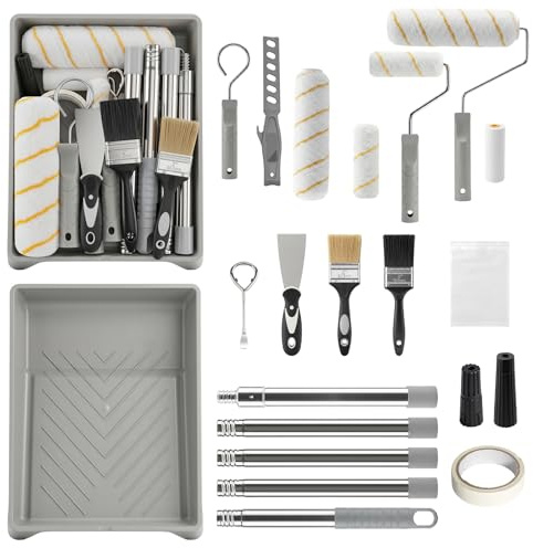 Graues Paint Tray Set, Paint Roller Set, Paint Roller 9 Inches, Small Paint Roller, Paint Roller Tray，4 Inch Paint Roller, Paint Roller Set, Paint Set for Home Painting, Paint Roller Sleeves
