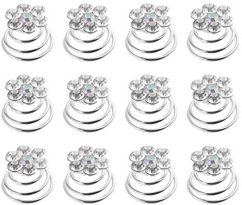 Frcolor 12 Stück Strass Haarspiralen Curlies für DIY Braut Haarschmuck