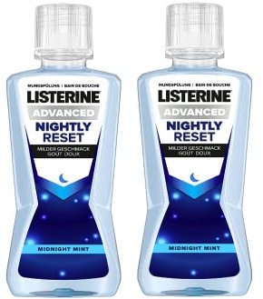 Listerine Nightly Reset Antibakterielle Mundspülung (für eine umfassende Zahnpflege und verbesserte Mundhygiene, Wirkt über Nacht) 2er Pack (2 x 400 ml)