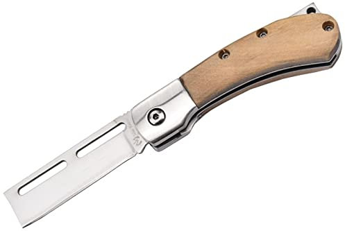 MAX KNIVES - P14OL - Lame acier 440C - Couteau de survie pour camping, chasse, pêche et randonnée - Couteau pliant manche olivier